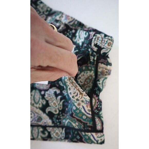 Plush x Revolve SET09W01GPA Women Sz XS Green Paisley Faux Silk Pajama Set - Picture 11 of 15
